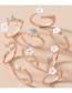Fashion Gold Color Diamond Shell Flower Pearl Alloy Ring Set