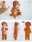 Fashion [zipper Section] Brown Monkey Animal Color Contrast Baby One-piece Romper