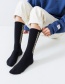 Fashion Dark Blue And White English Letters Hit Color Cotton Socks