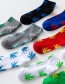 Fashion Royal Blue Mixed Color Couples Cotton Maple Leaf Invisible Socks
