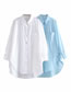 Fashion Blue Button-down Collar Long-sleeved Shirt