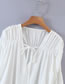 Fashion White Lace-up Gathered Long-sleeved Shirt Top