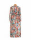 Fashion Color Mixing Floral Print Puff Sleeve Long Dress