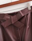 Fashion Red Wine Elastic Waist Imitation Pu Leather Skirt