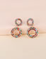 Fashion Color Round Cutout Geometric Earrings With Diamonds