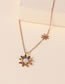Fashion Rose Gold Color Chrysanthemum And Diamond Stainless Steel Necklace