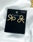 Fashion Love Plaid Matte Gold Geometric Butterfly Combined With Gold Hollow Earrings
