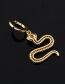 Fashion 12#gold Color Copper Inlaid Zircon Snake Earrings (1pcs)