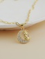Fashion 7#gold Color Copper Inlaid Zircon Love Lock Crescent Necklace