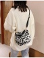 Fashion White Leopard Plush Pleated Shell One-shoulder Messenger Bag