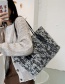 Fashion Blue Woolen Stitching Large Capacity One-shoulder Messenger Bag