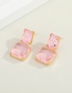 Fashion Pink Glass Rhinestone Square Alloy Earrings