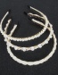 Fashion Three Rows Of Pearls Pearl Beaded Flower Geometric Headband