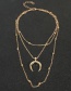 Fashion Gold Color Alloy Moon Pendant Multilayer Necklace