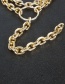 Fashion Gold Color Thick Chain With Ring Pendant Multilayer Necklace