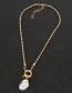 Fashion Gold Color Round Bead Chain Shaped Imitation Pearl Pendant Necklace