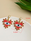 Red Alloy Diamond Love Eye Stud Earrings