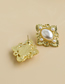 Golden Alloy Pearl Flower Stud Earrings
