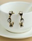 Ancient Gold Alloy Diamond Chain Semicircle Earrings