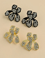 Fashion Black Alloy Diamond Flower Earrings
