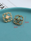 Fashion Ancient Gold Alloy Diamond Chain Square Star Stud Earrings