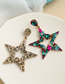 Rose Red Alloy Diamond Hollow Five-pointed Star Earrings