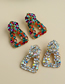 Color Alloy Diamond Hollow Shape Earrings