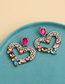 Color Alloy Diamond Hollow Heart Earrings