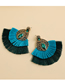 Green Alloy Diamond-studded Clan Style Double Tassel Earrings