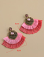 Pink Alloy Diamond-studded Clan Style Double Tassel Earrings