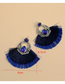 Blue Alloy Diamond-studded Clan Style Double Tassel Earrings