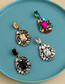 Black Alloy Diamond Cutout Drop Shape Earrings