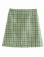 Fashion Green Houndstooth Woolen Skirt