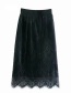 Fashion Peacock Black Flower Double-sided Knitted Wool Lace Skirt