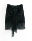 Fashion Black Velvet Fringed Skirt