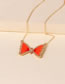 Fashion Orange Butterfly Diamond Drop Oil Pendant Necklace