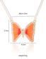 Fashion Orange Butterfly Diamond Drop Oil Pendant Necklace