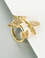 Fashion Gold Color Pure Copper Micro-inlaid Zircon Butterfly Open Ring