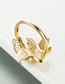 Fashion Gold Color Pure Copper Micro-inlaid Zircon Butterfly Open Ring