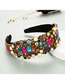 Fashion Color Diamond-studded Geometric Pearl Wide Brim Headband