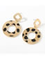 Fashion Brown Round Alloy Leopard Print Flannel Flocking Earrings