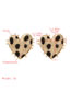 Fashion Brown Love Heart-shaped Alloy Leopard Print Flannel Flocking Earrings