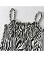 Fashion Black And White Chest Folds Fungus Lace Animal Print Camisole