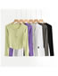 Fashion Green Metal Row Raglan Long Sleeve Slim T-shirt