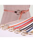 Fashion Pink Knotted Round Button Thin Belt With Sweater Dress