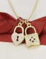 Fashion Gilded Zircon Heart Lock Necklace