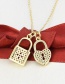 Fashion Gilded Zircon Heart Lock Necklace