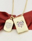 Fashion Gilded Diamond Heart Square Tag Necklace