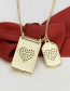 Fashion Gilded Diamond Heart Square Tag Necklace