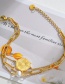 Fashion Golden Titanium Steel 18k Gold Three-layer Dark Pattern Round Pearl Bracelet